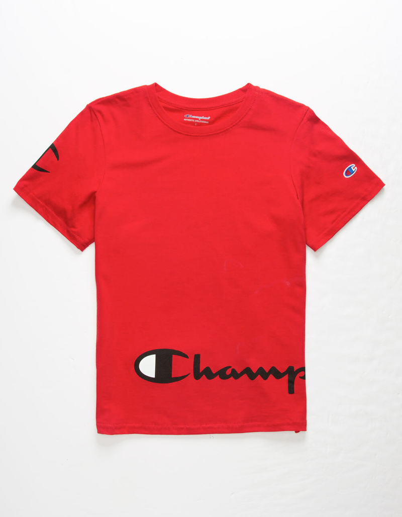CHAMPION Wrap Around Script Scarlet Boys T-Shirt image number 1
