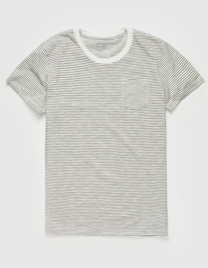 RSQ Slub Stripe Mens White T-Shirt image number 0