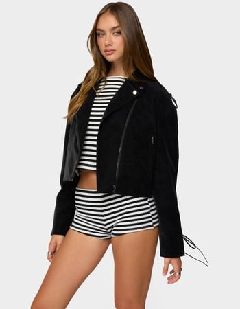 EDIKTED Ryder Faux Suede Biker Jacket Alternative Image