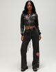 MISS ME Tattoo Womens Crop Zip-Up Rhinestone Hoodie image number 5