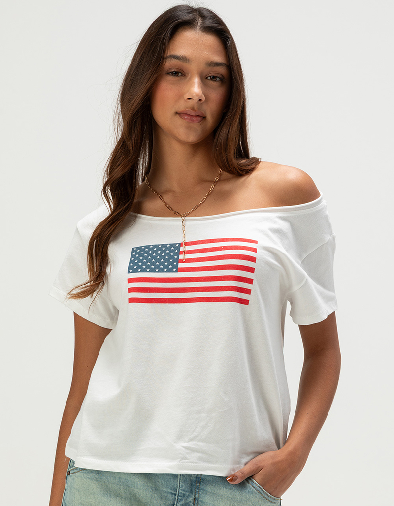 RSQ Womens American Flag Off The Shoulder Top image number 0