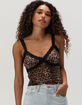 WEST OF MELROSE Leopard Lace Trim Mesh Womens Tank Top image number 2