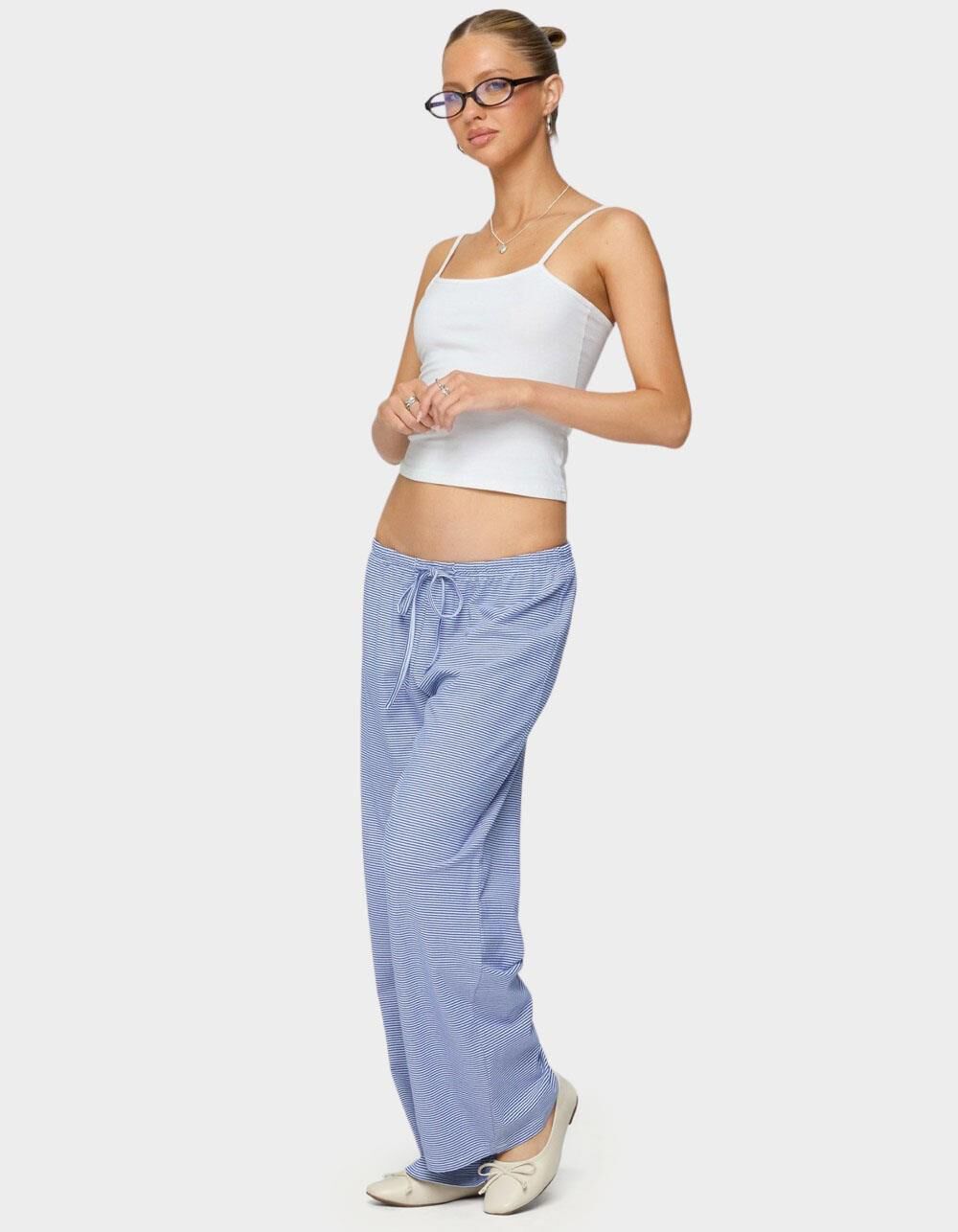 EDIKTED Petite Olivia Striped Loose Fit Pants - LIGHT BLUE - XL