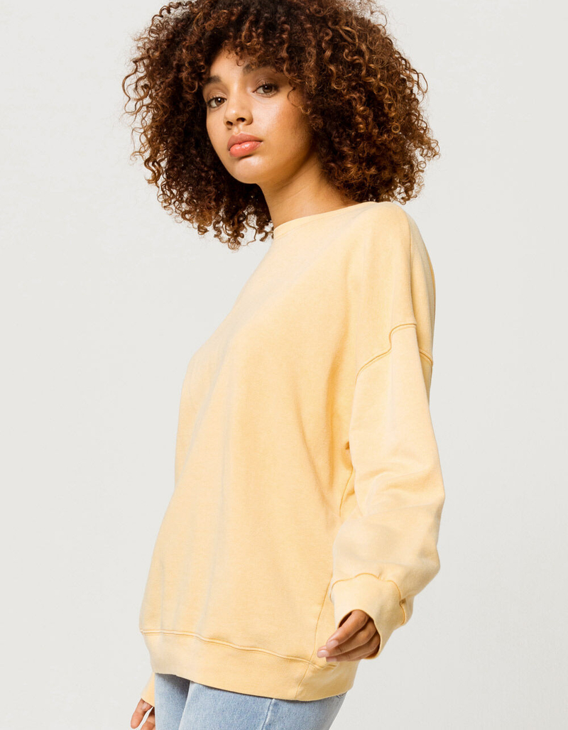 FULL TILT Essentials Washed Boyfriend Yellow Womens Sweatshirt image number 2