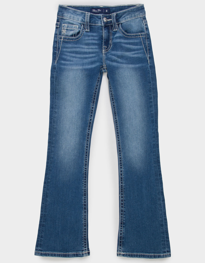 MISS ME Fleur De Lis Girls Mid Rise Bootcut Jeans image number 0