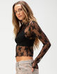 FULL TILT Womens Lace Long Sleeve Tee image number 3