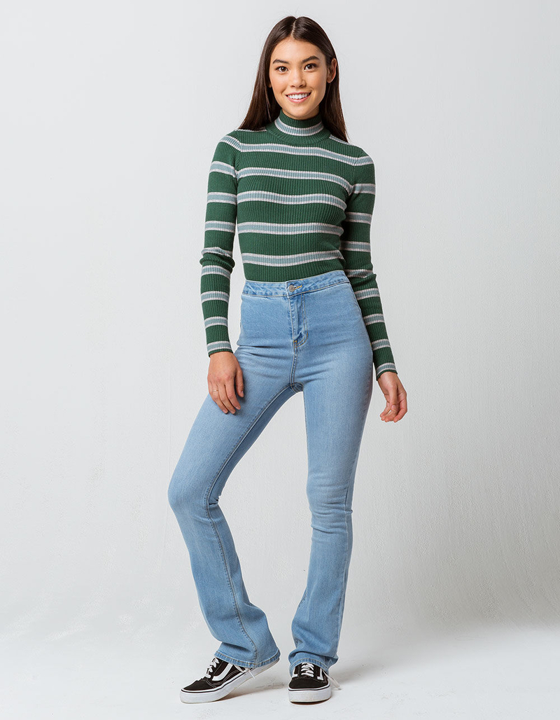 SKY AND SPARROW Clean High Waisted Womens Flare Jeans image number 3