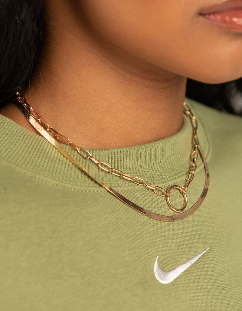 FULL TILT Basic Layered Snake & Paperclip Necklace image number 1