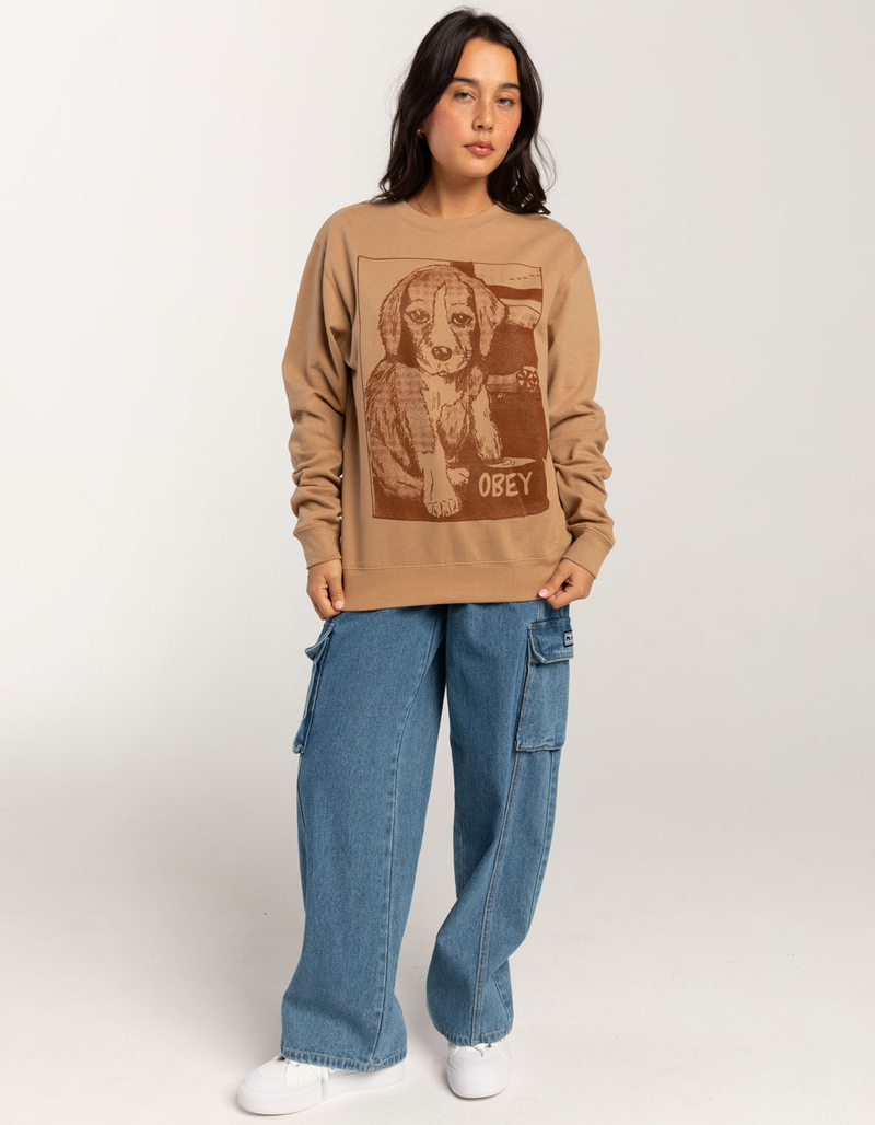 OBEY Clumsy Puppy Womens Crewneck Sweatshirt image number 1