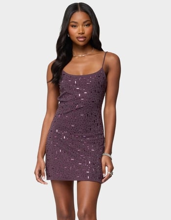 EDIKTED Stefanie Rhinestone Backless Mini Dress Primary Image
