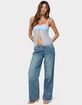 EDIKTED Edna Floral Embroidered Low Rise Jeans image number 4