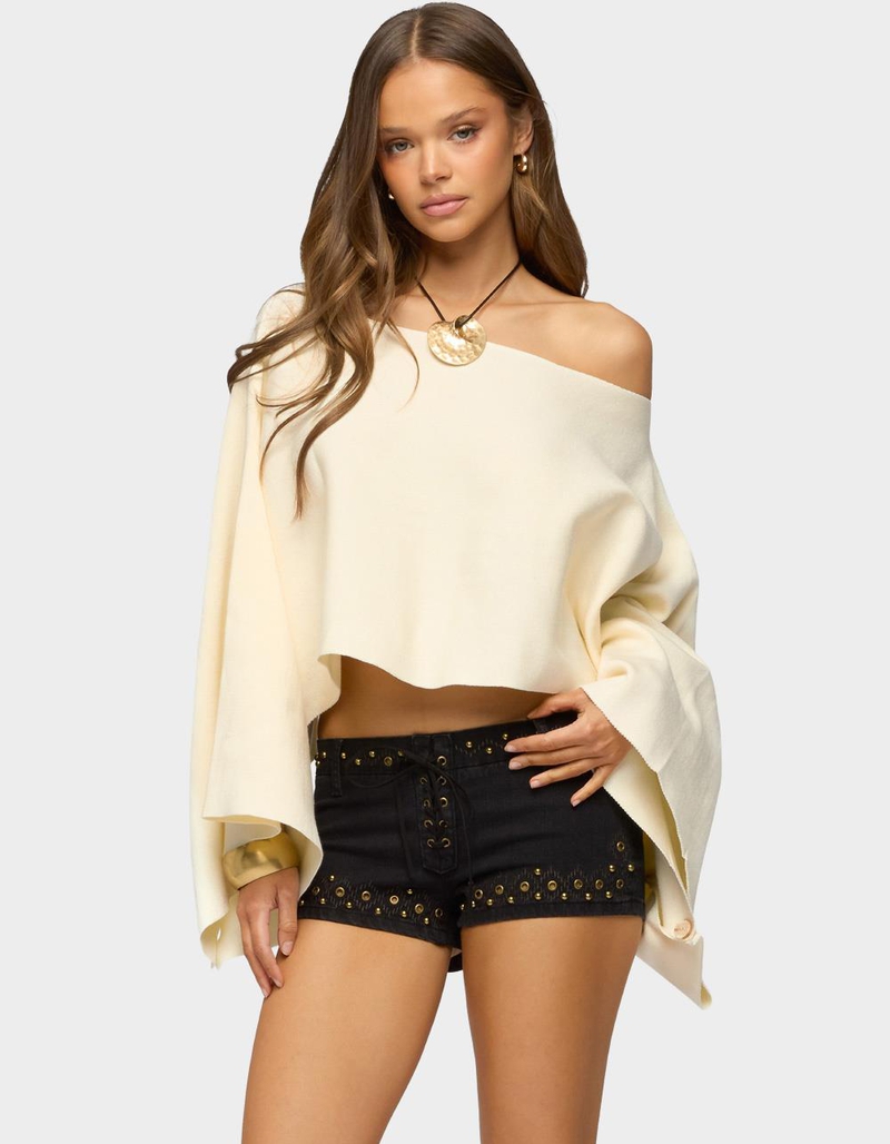 EDIKTED Sharla Off Shoulder Poncho Sweater image number 0