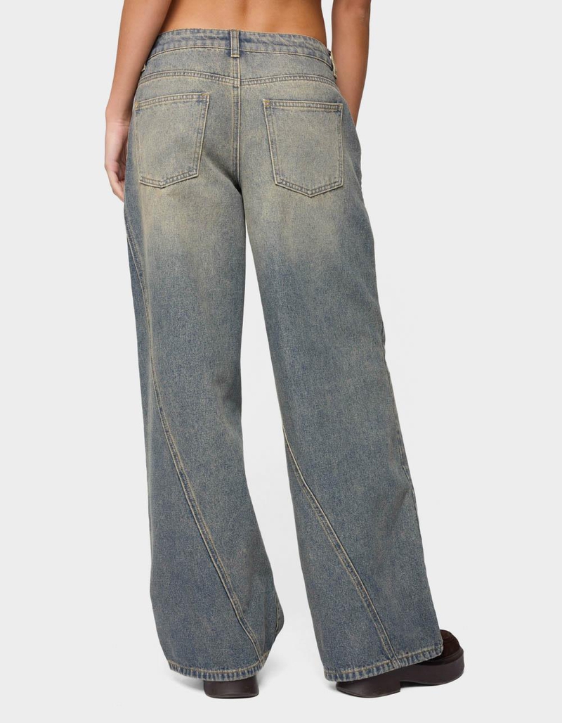EDIKTED Vintage Washed Low Rise Baggy Jeans image number 2