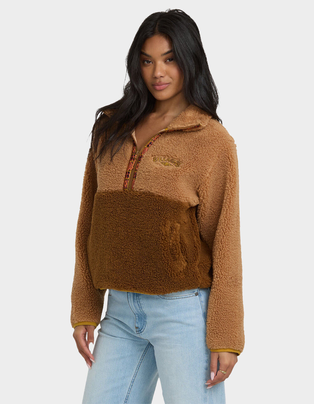 BILLABONG Horizon Womens Mock Neck Half-Zip Sweatshirt - BEIGE