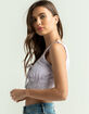 SKY AND SPARROW Ditsy Floral Womens Lavender Lace Up Peplum Tank image number 2