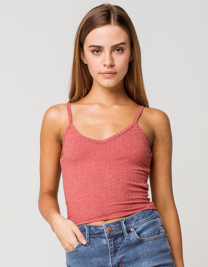 BOZZOLO Wide Rib Womens Red Crop Tank Top image number 0