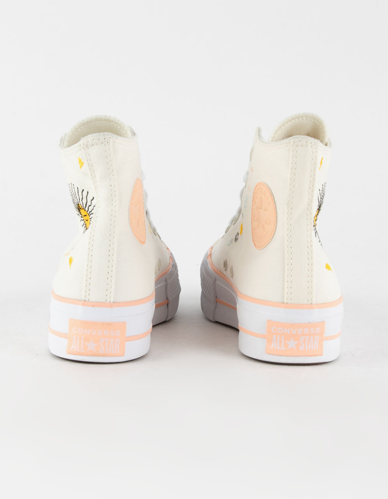 CONVERSE Chuck Taylor All Star Lift Platform Floral Embroidery Womens High Top Shoes image number 3