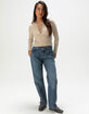 WEST OF MELROSE Lace Up Womens Long Sleeve Top image number 2