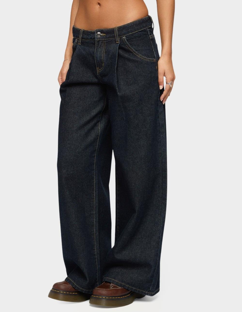 EDIKTED Pleated Low Rise Wide Leg Jeans image number 1