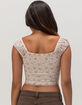 FULL TILT Print Rouched Lace Womens Top image number 4