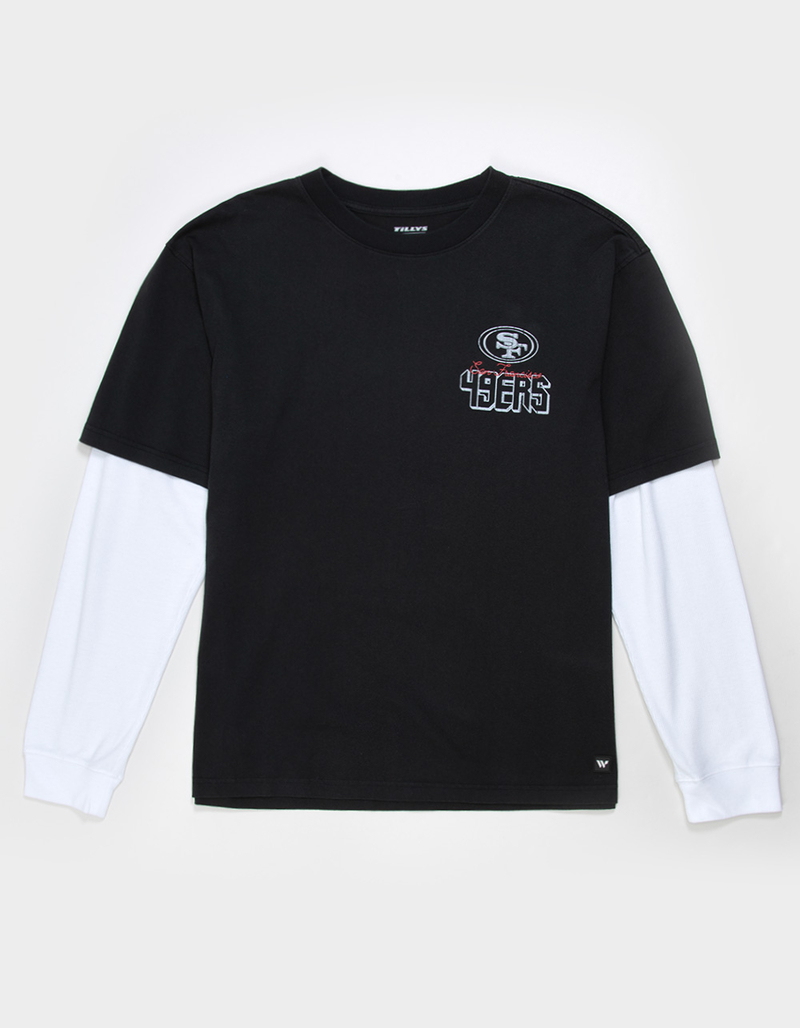 THE WILD COLLECTIVE San Francisco 49ers Mens Long Sleeve Boxy 2fer Tee image number 1