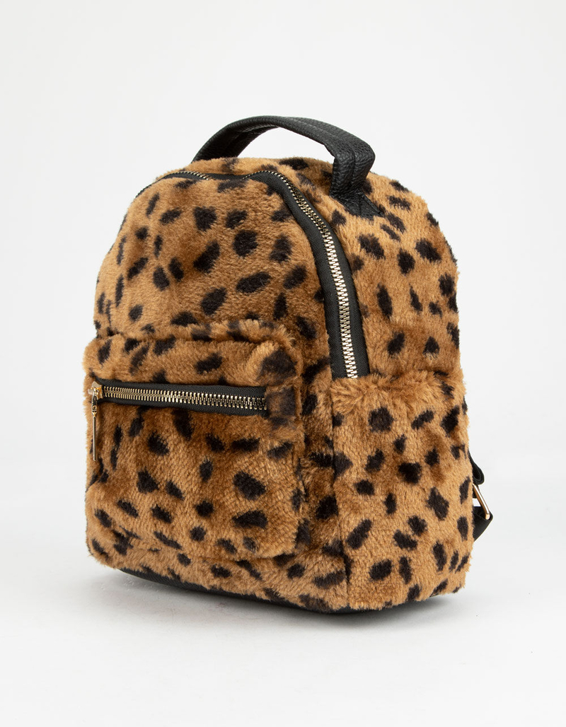 ORCHID LOVE Faux Fur Leopard Mini Backpack image number 1
