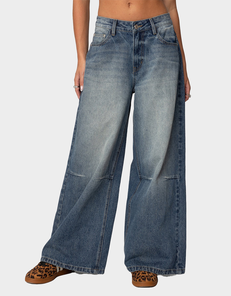 EDIKTED Skater Girl Washed Low Rise Jeans LIGHT BLUE Tillys