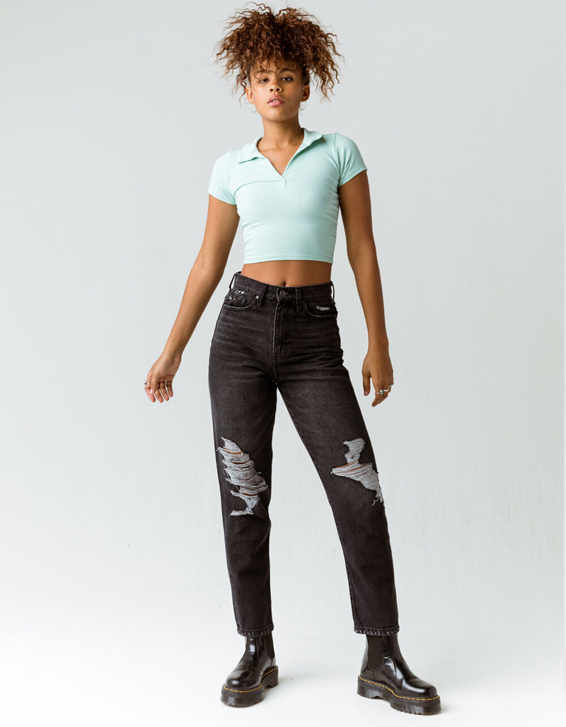 RSQ Destroyed 90s Womens Wash Black Jeans image number 4