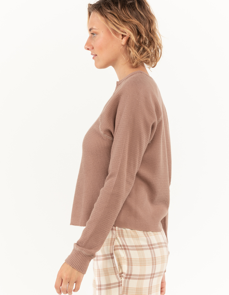 SKY & SPARROW Split Neck Womens Thermal Pajama Top image number 1