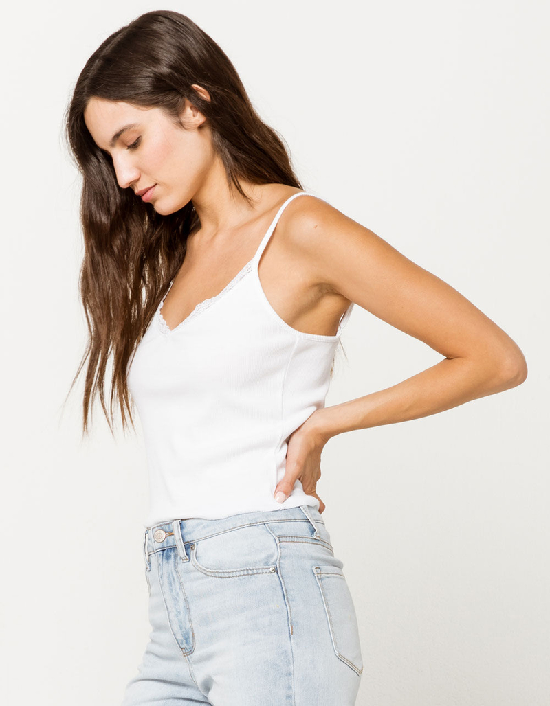 DESTINED Lace Trim White Womens Cami image number 1