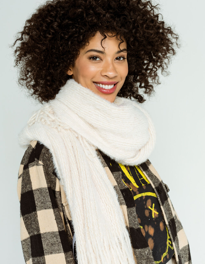 FREE PEOPLE Whisper Fringe Ivory Blanket Scarf image number 0