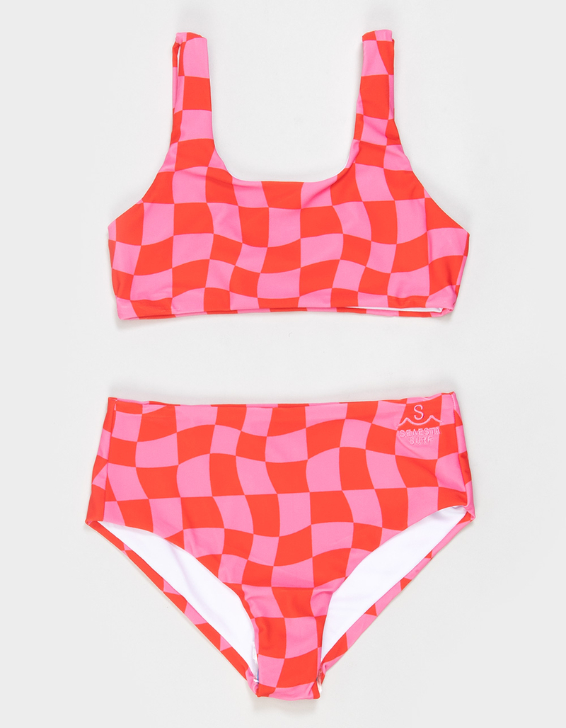 SEAESTA SURF Wavy Checks Girls Bralette Bikini Set image number 1