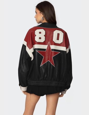 EDIKTED North Star Faux Leather Jacket Primary Image