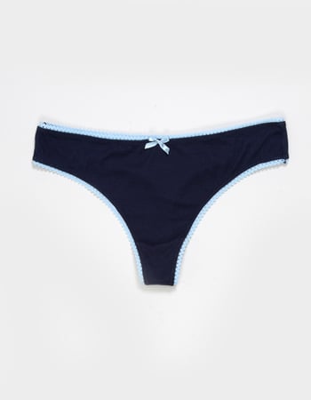 FULL TILT Bow Lace Trim Rib Thong Primary Image