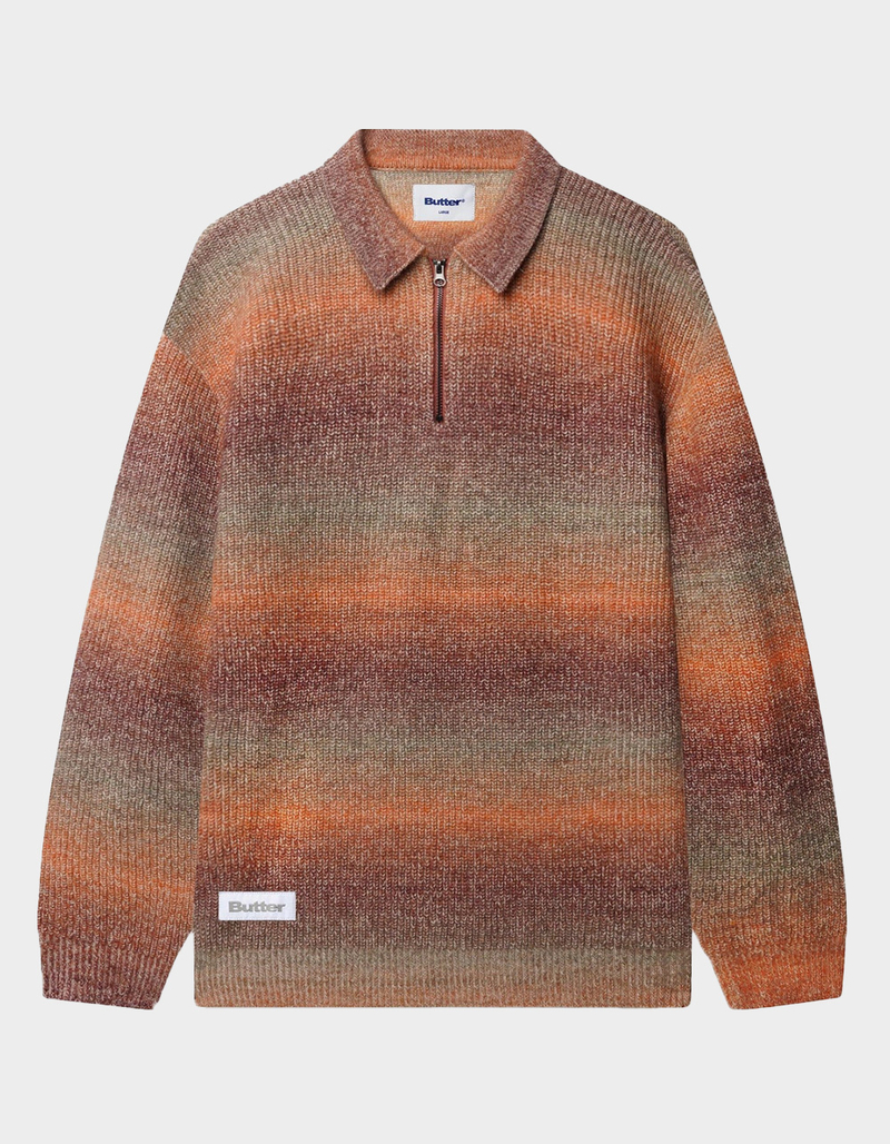 BUTTER GOODS Beams Mens 1/4 Zip Knit Polo image number 0