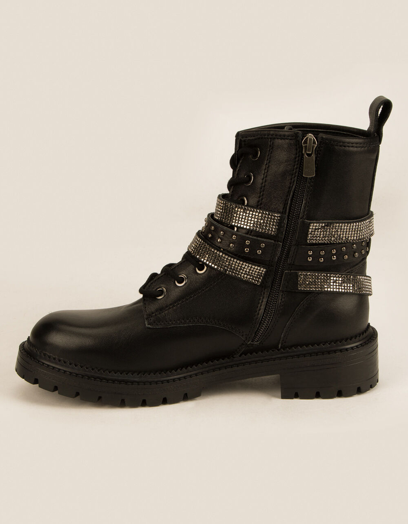 STEVE MADDEN Captain Leather Womens Combat Boots image number 2
