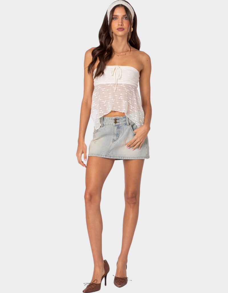 EDIKTED Embroidered Sheer Strapless Top image number 3