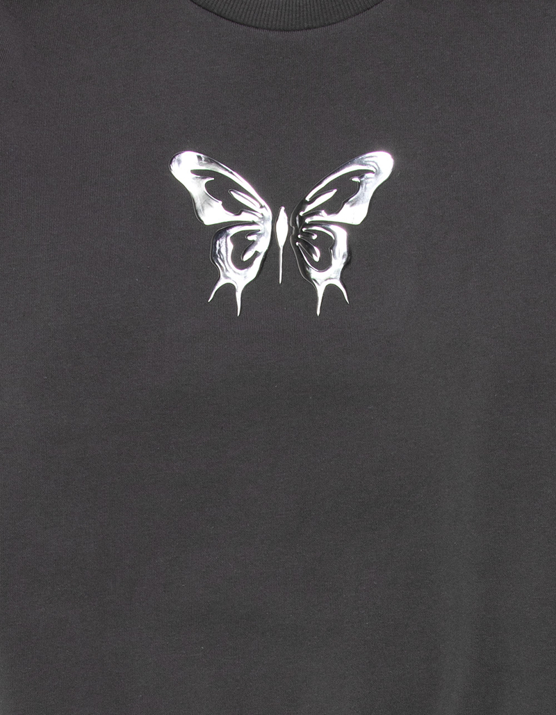 FULL TILT Chrome Butterfly Girls Crewneck Sweatshirt image number 1