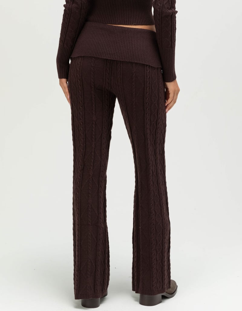 FULL TILT Cable Knit Womens Fold Over Pants image number 3