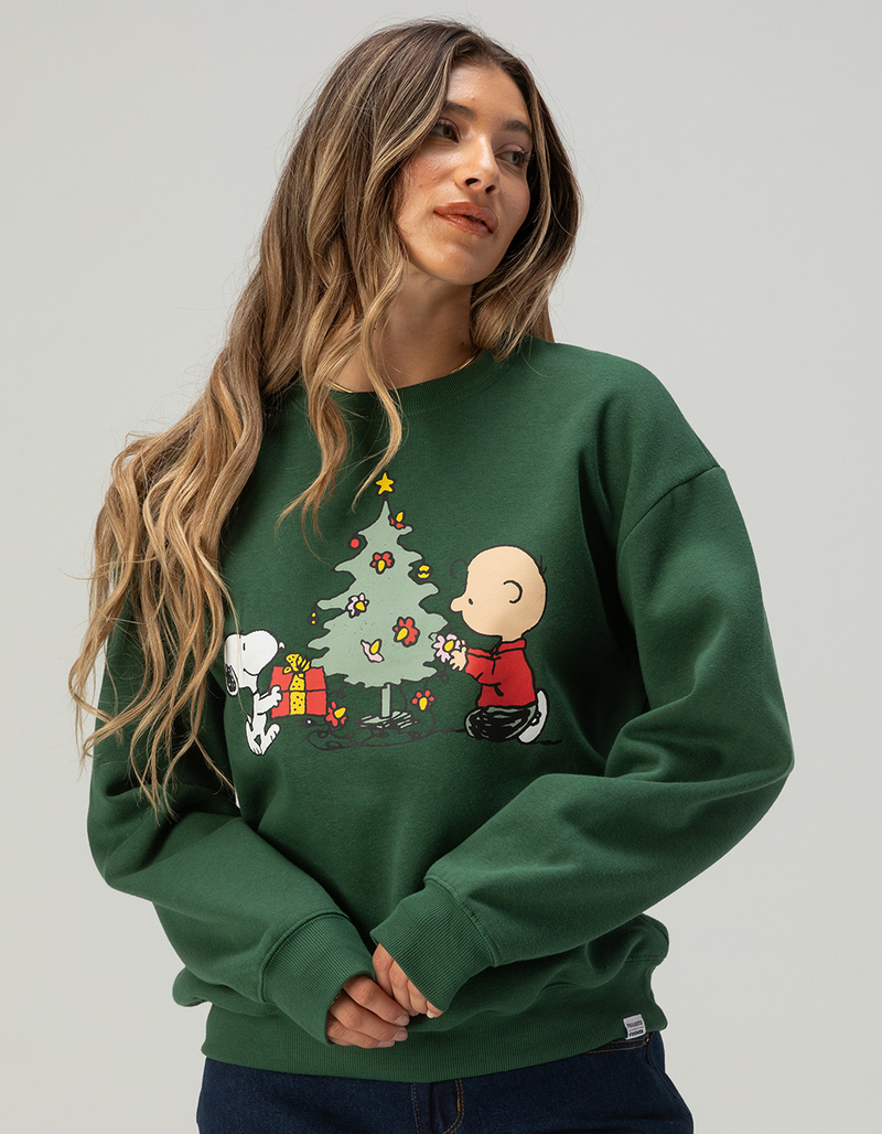 RSQ x Peanuts Christmas Tree Womens Crewneck Sweatshirt image number 0