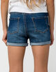 RSQ Sunset High Rise Exposed Button Dark Wash Girls Denim Shorts image number 4