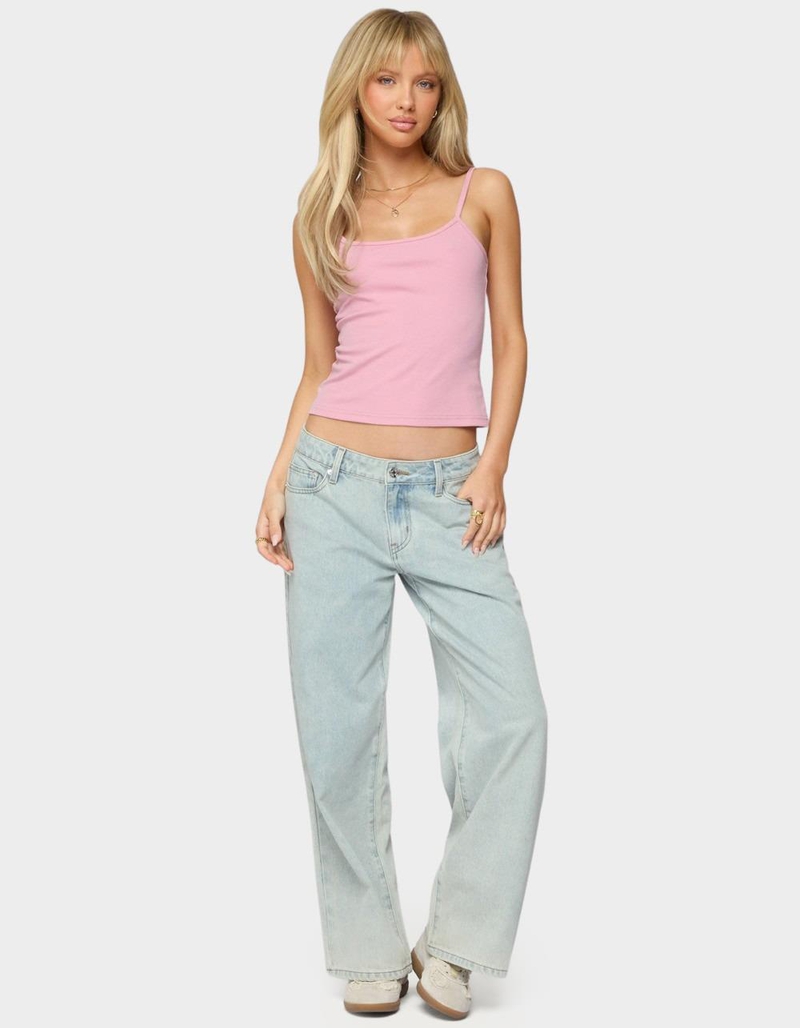 EDIKTED Petite Bow Pocket Relaxed Jeans image number 3