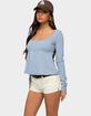 EDIKTED Sare Striped Babydoll Henley Top image number 2