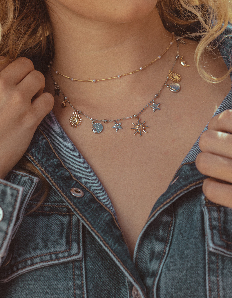FULL TILT Sun Star Pearl Charm Necklace image number 4