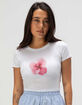 HIBISCUS Pink Floral Womens Baby Tee image number 1