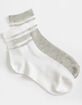 FULL TILT 2 Pack Sheer Stripe Womens White & Gray Crew Socks image number 1