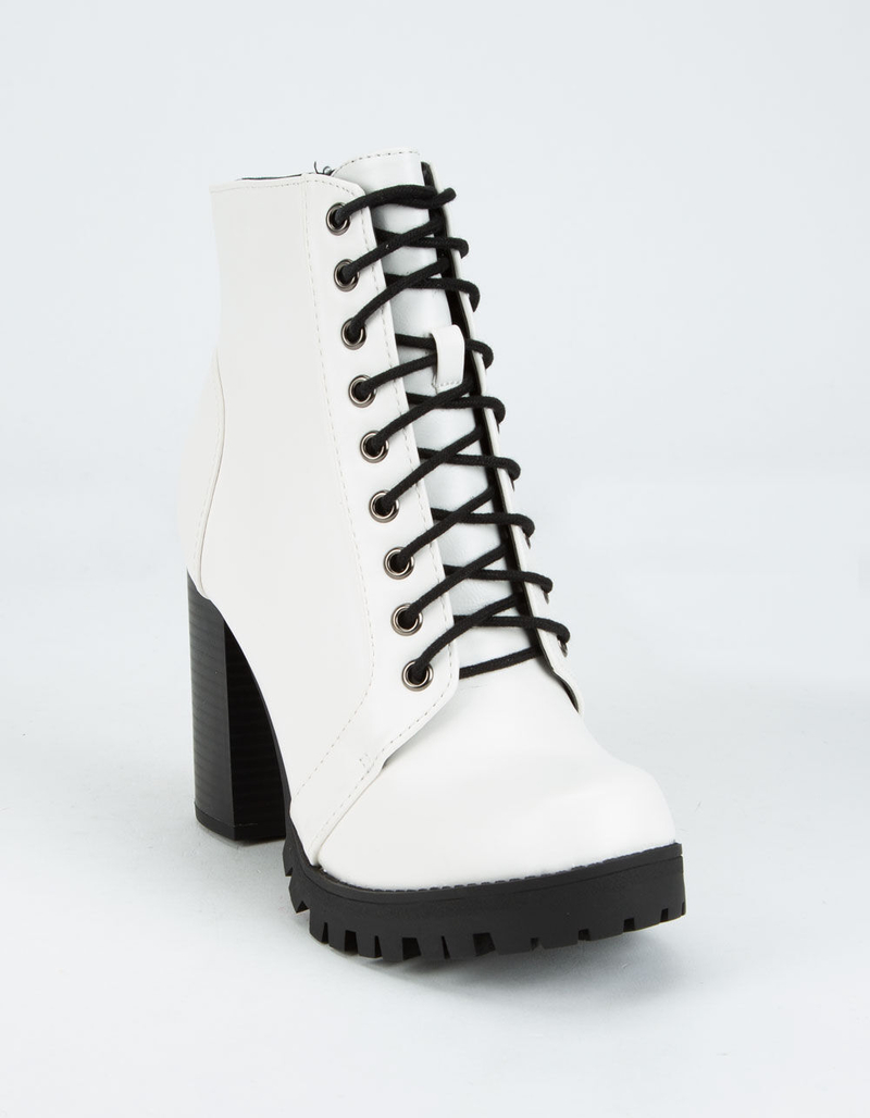 SODA Lug Sole Solid Lace Up Womens Boots image number 0