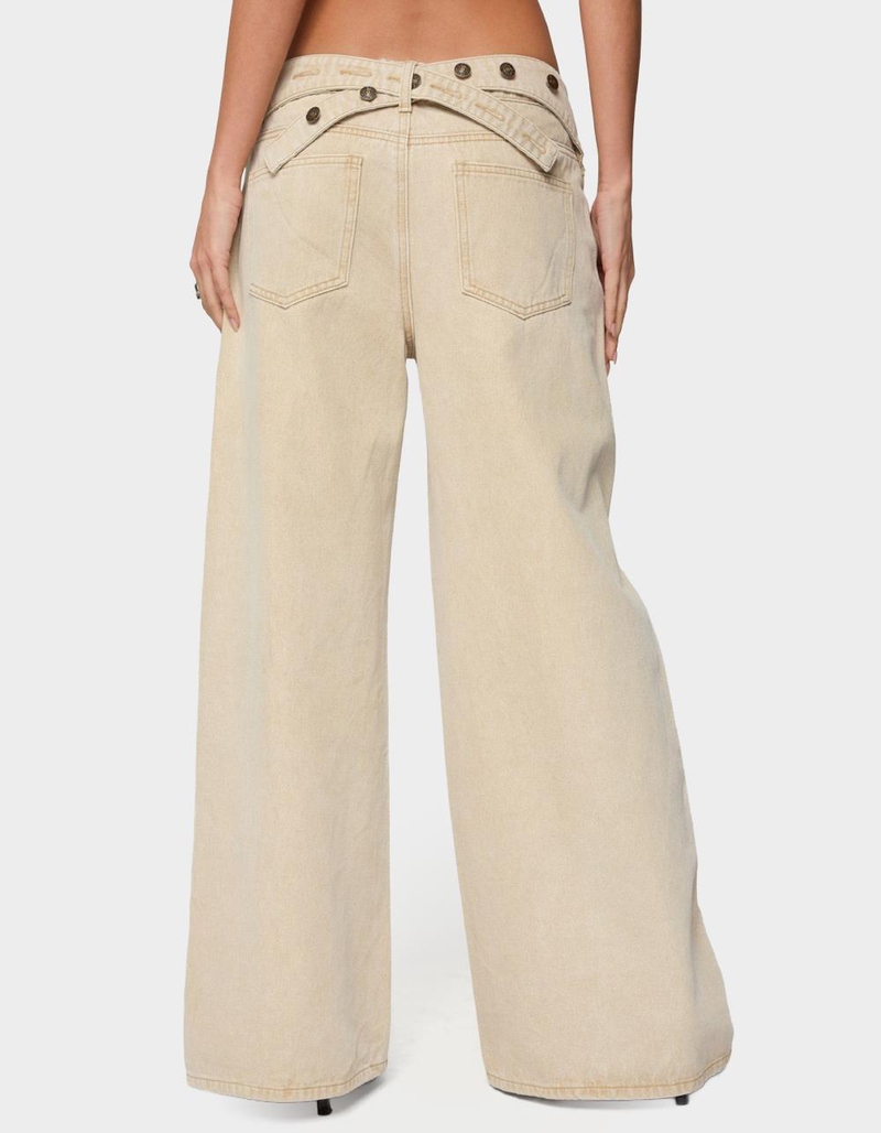 EDIKTED Buttoned Belt Low Rise Baggy Jeans image number 2