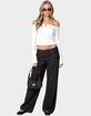 EDIKTED Lace Trim Striped Low Rise Jeans image number 2