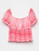 FOR ALL SEASONS Smocked Plaid Girls Crop Top image number 2